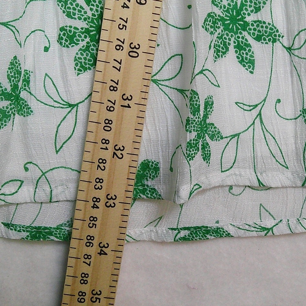 Anthropology Kindred Green Floral White Mini Dress Small Sleeve Ruffle Tie Neck - Picture 4 of 9